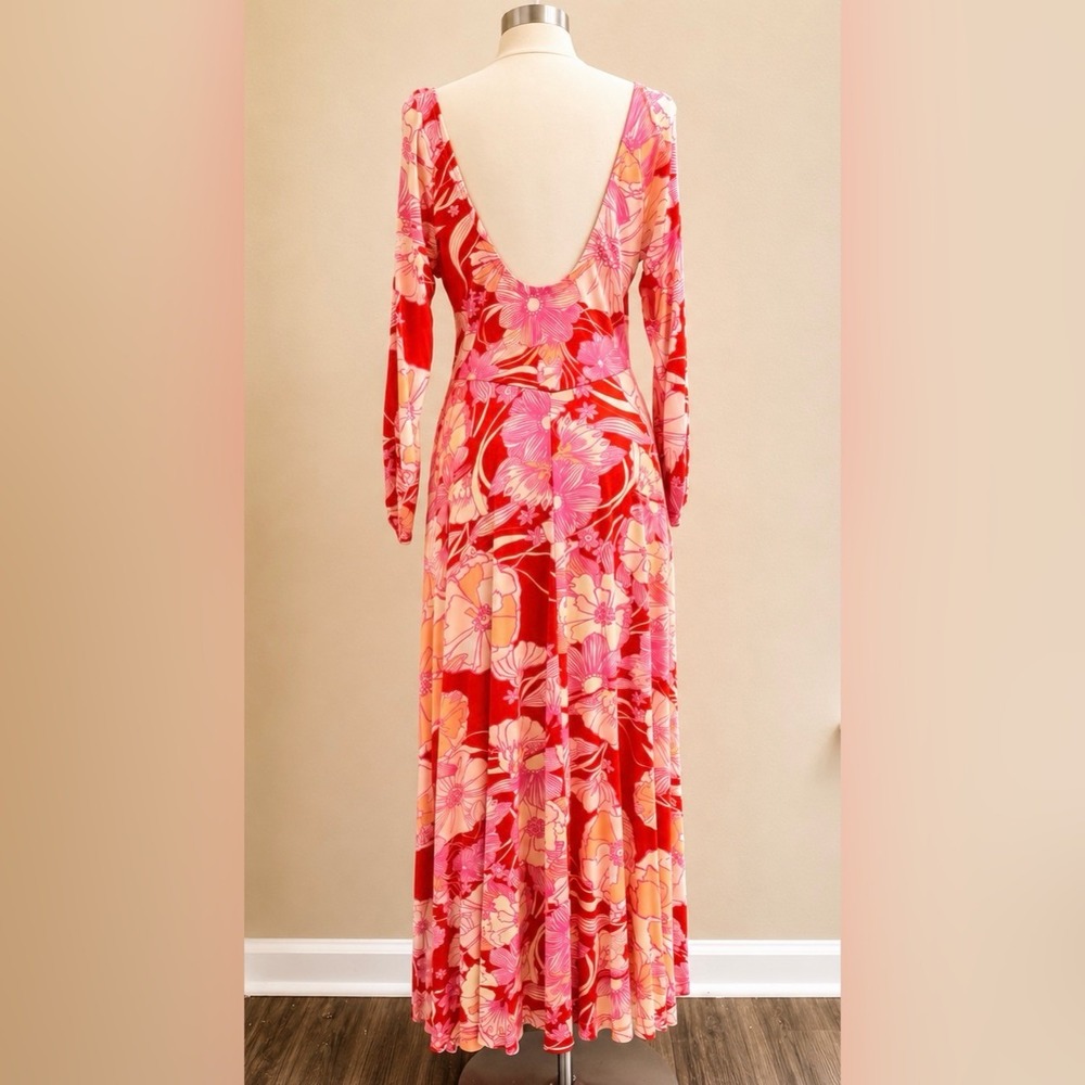 Free People First Date Jersey Maxi Dress XL Pockets Cherry Combo Bloomcore Pink - Picture 4 of 14